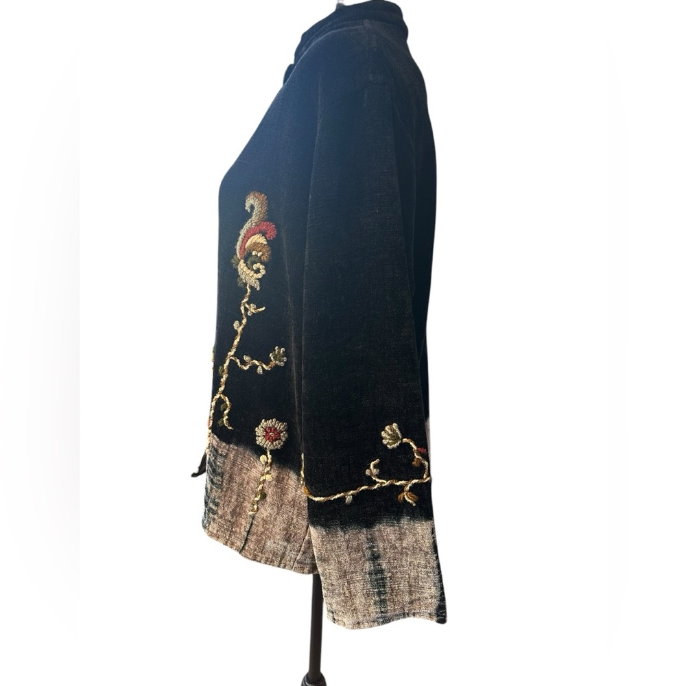 Flashback Embroidered Jacket Sz M Ombre Floral Cottage Vintage Art To Wear Boho - Picture 4 of 15